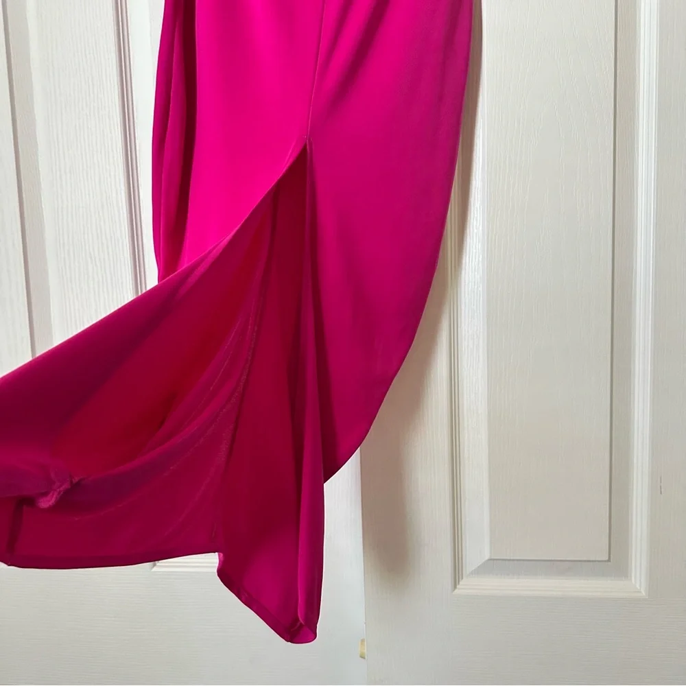 New Zara 2 Piece Fuchsia Pink Asymmetric Top and Draped Midi Skirt Small